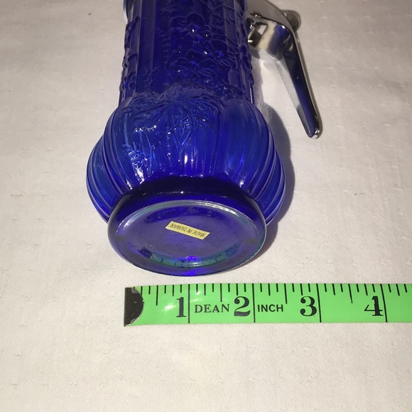 Vintage Cobalt Blue Syrup Pitcher with Flowers - Picture 10 of 10